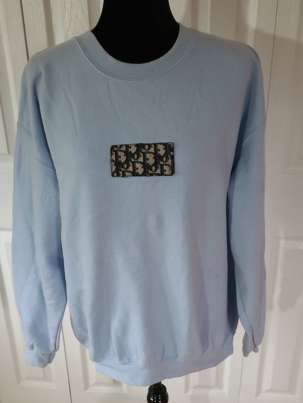 Los Angeles Apparel Light Blue Women's Crewneck Sweatshirt with Center Patch
